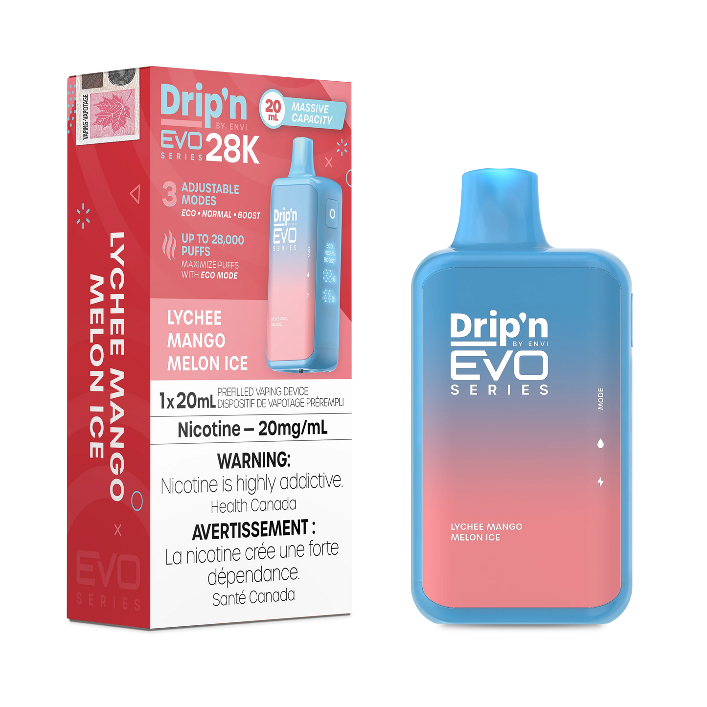 Drip'n by Envi Evo Series 28k Disposable - Lychee Mango Melon Ice (AB)