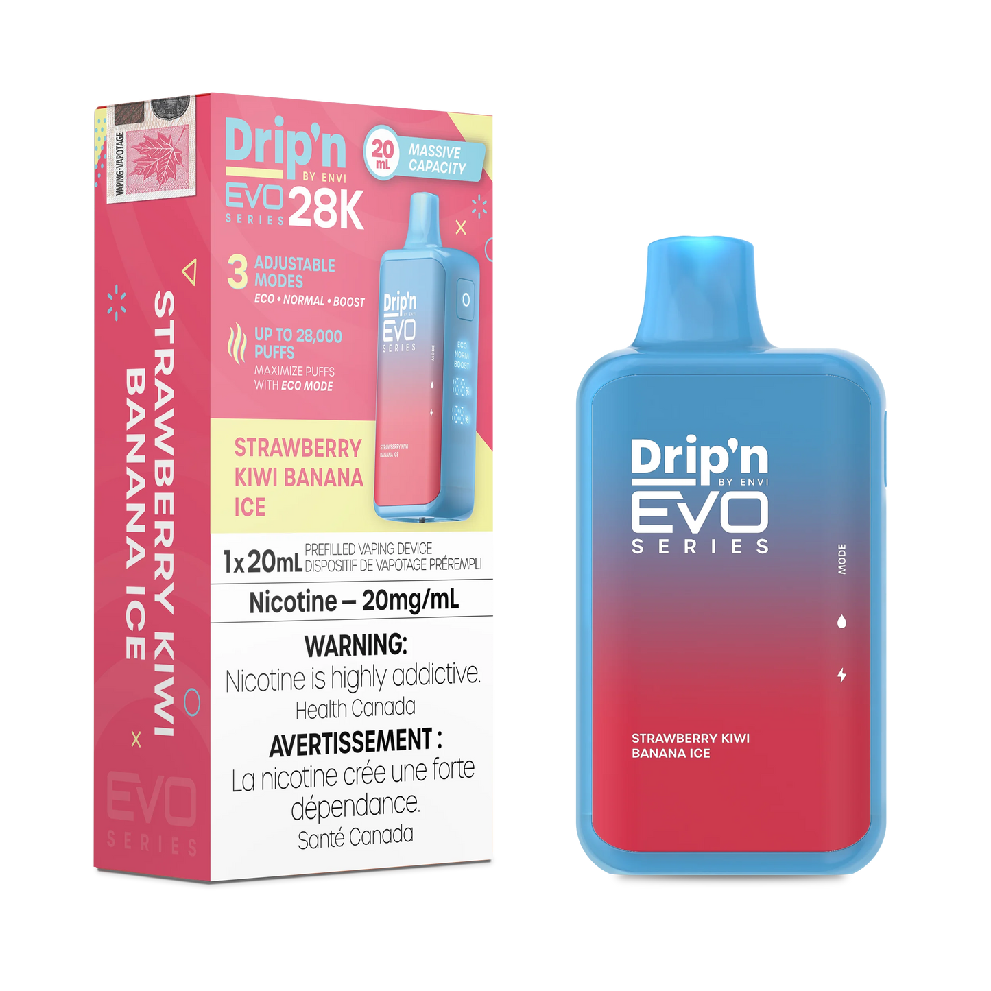Drip'n by Envi Evo Series 28k Disposable - Strawberry Kiwi Banana Ice (AB)