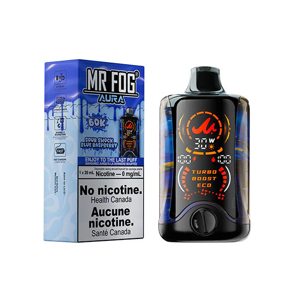 MR FOG AURA - Sour Shock Blue Raspberry - Nicotine Free